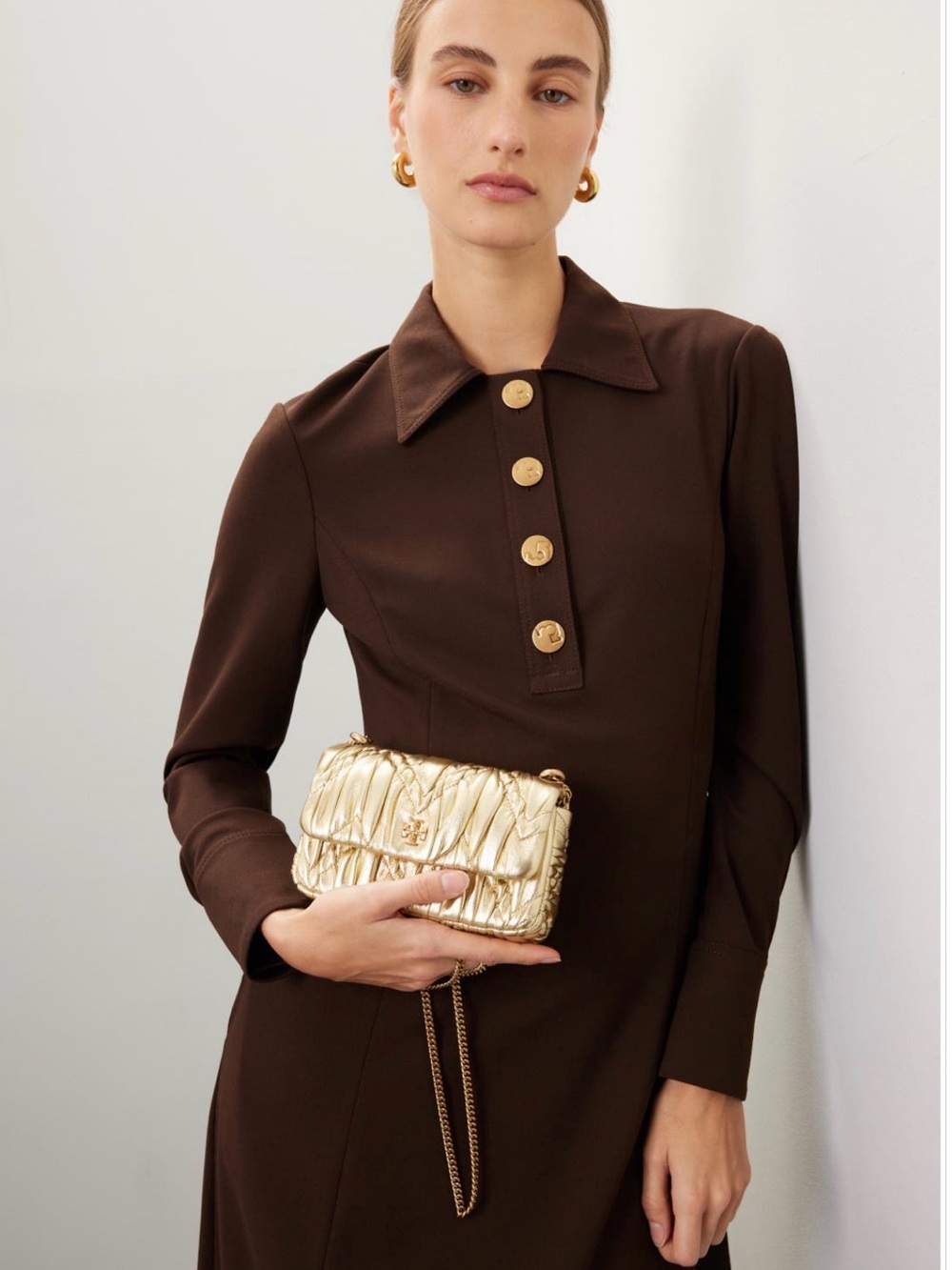 Tory Burch Kira Gold Quilted Leather Chain-Crossbody / Shoulder Bag - Picture 2 of 15